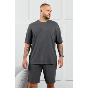 Шорты мужские "Алессандро-4" фактурный трикотаж (р-ры: 48-58) графитовый