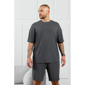 Шорты мужские "Алессандро-4" фактурный трикотаж (р-ры: 48-58) графитовый