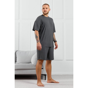 Шорты мужские "Алессандро-4" фактурный трикотаж (р-ры: 48-58) графитовый