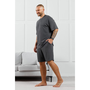 Шорты мужские "Алессандро-4" фактурный трикотаж (р-ры: 48-58) графитовый