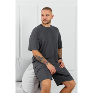Шорты мужские "Алессандро-4" фактурный трикотаж (р-ры: 48-58) графитовый