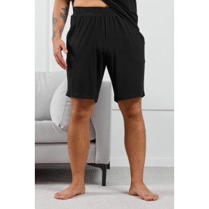 Шорты мужские "Алессандро-4" фактурный трикотаж (р-ры: 48-58) черный