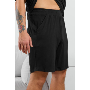 Шорты мужские "Алессандро-4" фактурный трикотаж (р-ры: 48-58) черный