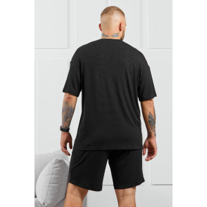 Шорты мужские "Алессандро-4" фактурный трикотаж (р-ры: 48-58) черный