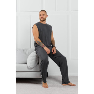 Брюки мужские "Алессандро-3" фактурный трикотаж (р-ры: 48-58) графитовый