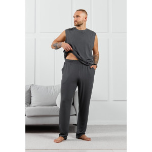 Брюки мужские "Алессандро-3" фактурный трикотаж (р-ры: 48-58) графитовый