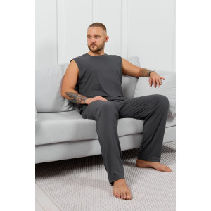 Брюки мужские "Алессандро-3" фактурный трикотаж (р-ры: 48-58) графитовый