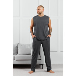 Брюки мужские "Алессандро-3" фактурный трикотаж (р-ры: 48-58) графитовый