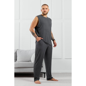 Брюки мужские "Алессандро-3" фактурный трикотаж (р-ры: 48-58) графитовый