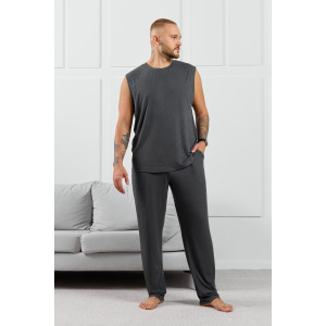 Брюки мужские "Алессандро-3" фактурный трикотаж (р-ры: 48-58) графитовый