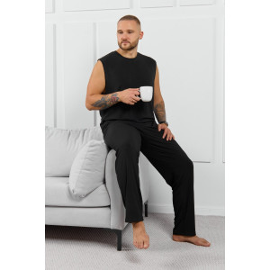 Брюки мужские "Алессандро-3" фактурный трикотаж (р-ры: 48-58) черный