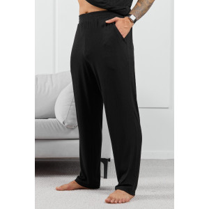 Брюки мужские "Алессандро-3" фактурный трикотаж (р-ры: 48-58) черный