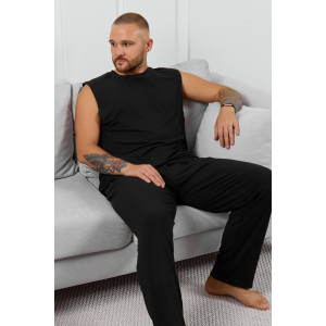 Брюки мужские "Алессандро-3" фактурный трикотаж (р-ры: 48-58) черный