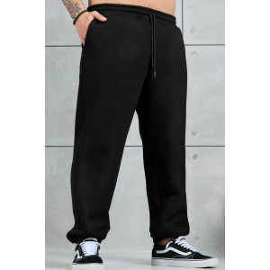 Брюки мужские "Тренд" футер 3-х нитка с начесом (р-ры: 48-58) черный