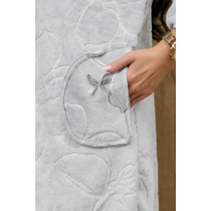 Халат женский "Виола" 1314-3 велсофт (р-ры: 42-56) серый цветы Халат женский "Виола" 1314-3 велсофт (р-ры: 42-56) серый цветы