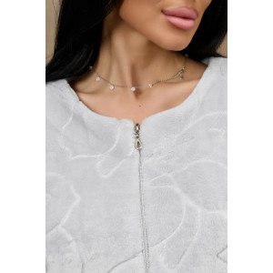 Халат женский "Виола" 1314-3 велсофт (р-ры: 42-56) серый цветы Халат женский "Виола" 1314-3 велсофт (р-ры: 42-56) серый цветы