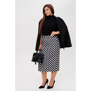 Юбка женская Ю27 футер с лайкрой (р-ры: 50-66) черно-белый Юбка женская Ю27 футер с лайкрой (р-ры: 50-66) черно-белый
