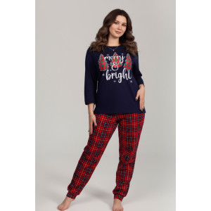 Костюм двойка женский К-242 "Ёлки" кулирка (р-ры: 46-56) красный