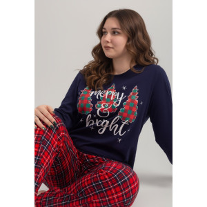 Костюм двойка женский К-242 "Ёлки" кулирка (р-ры: 46-56) красный