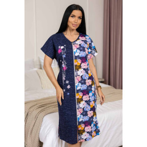 Халат женский 2019/3 кулирка (р-ры: 48-58) голубой-синий