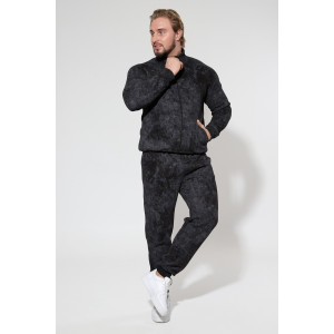 Костюм двойка мужской 2109 футер 3-х нитка с начесом (р-ры: 48-58) черный