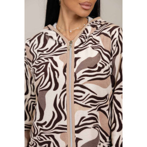 Халат женский 1948М/6 махра (р-ры: 48-70) бежевый-коричневый 2 Халат женский 1948М/6 махра (р-ры: 48-70) бежевый-коричневый 2