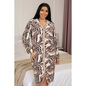 Халат женский 1948М/6 махра (р-ры: 48-70) бежевый-коричневый 2 Халат женский 1948М/6 махра (р-ры: 48-70) бежевый-коричневый 2