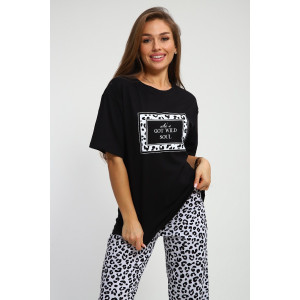 Костюм двойка женский №211 кулирка (р-ры: 42-56) черный