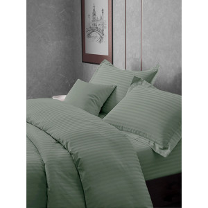Постельное белье страйп-сатин на резинке "Зеленый"