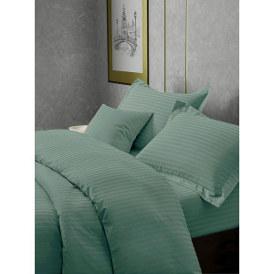 Постельное белье страйп-сатин на резинке "Аквамарин"