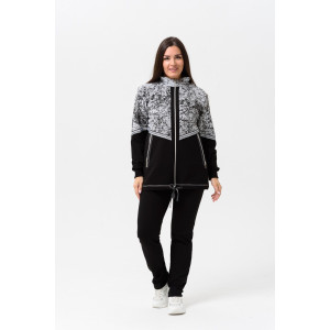 Костюм двойка женский №1478 футер с лайкрой 2-х нитка (последний размер) мрамор 58,62,64