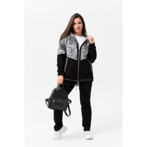 Костюм двойка женский №1478 футер с лайкрой 2-х нитка (последний размер) мрамор 58,62,64