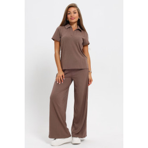 Костюм двойка женский №26009 лапша (последний размер) коричневый 50,54