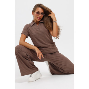 Костюм двойка женский №26009 лапша (последний размер) коричневый 50,54