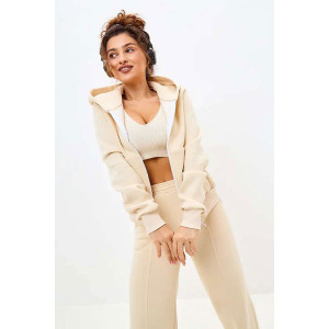 Костюм двойка женский №19134 футер 3-х нитка с начесом (последний размер) молочный 50