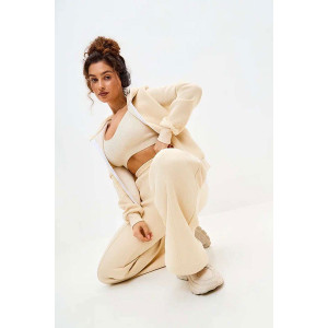 Костюм двойка женский №19134 футер 3-х нитка с начесом (последний размер) молочный 50