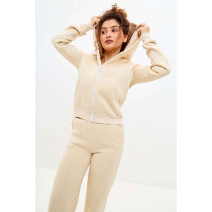 Костюм двойка женский №19134 футер 3-х нитка с начесом (последний размер) молочный 50