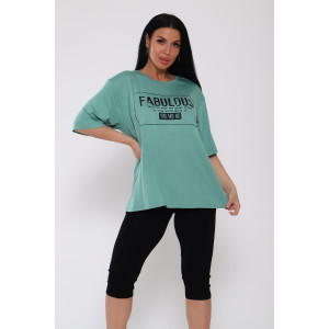 Костюм двойка женский №78547 вискоза (последний размер) малахит 58