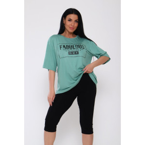 Костюм двойка женский №78547 вискоза (последний размер) малахит 58