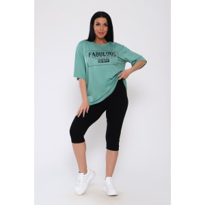 Костюм двойка женский №78547 вискоза (последний размер) малахит 58