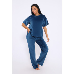 Костюм двойка женский №71135 велюр (последний размер) петроль 50,52 Костюм двойка женский №71135 велюр (последний размер) петроль 50,52