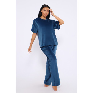 Костюм двойка женский №71135 велюр (последний размер) петроль 50,52 Костюм двойка женский №71135 велюр (последний размер) петроль 50,52