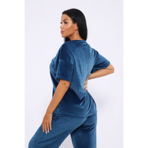 Костюм двойка женский №71135 велюр (последний размер) петроль 50,52 Костюм двойка женский №71135 велюр (последний размер) петроль 50,52