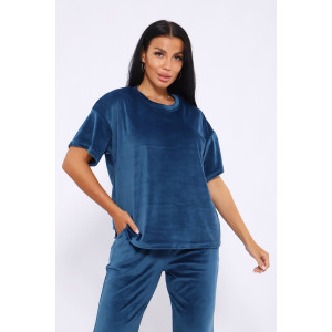 Костюм двойка женский №71135 велюр (последний размер) петроль 50,52 Костюм двойка женский №71135 велюр (последний размер) петроль 50,52