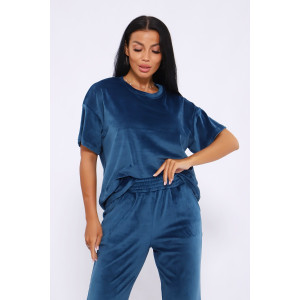 Костюм двойка женский №71135 велюр (последний размер) петроль 50,52 Костюм двойка женский №71135 велюр (последний размер) петроль 50,52