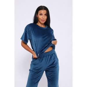 Костюм двойка женский №71135 велюр (последний размер) петроль 50,52 Костюм двойка женский №71135 велюр (последний размер) петроль 50,52