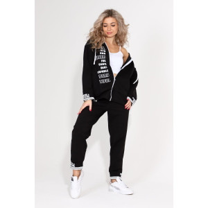 Костюм двойка женский №46537 футер 2-х нитка (последний размер) черный 54