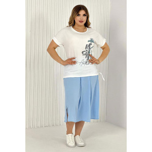 Костюм двойка женский №52323 сингапур (последний размер) голубой 50