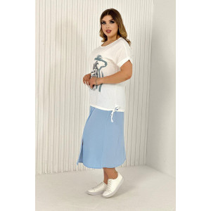 Костюм двойка женский №52323 сингапур (последний размер) голубой 50