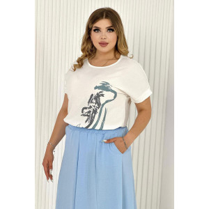 Костюм двойка женский №52323 сингапур (последний размер) голубой 50